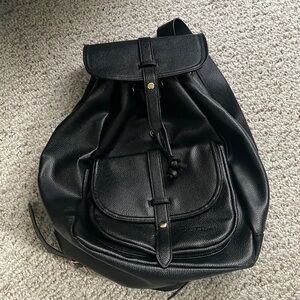 Black faux leather backpack